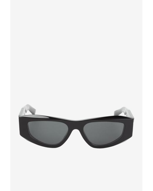 Prada Gray Symbole Rectangular Sunglasses for men