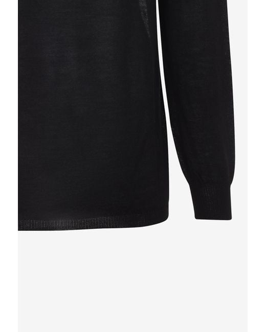 Rick Owens Black Turtleneck Wool Sweater for men