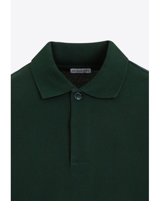 Burberry Green Edk-Embroidered Polo T-Shirt for men