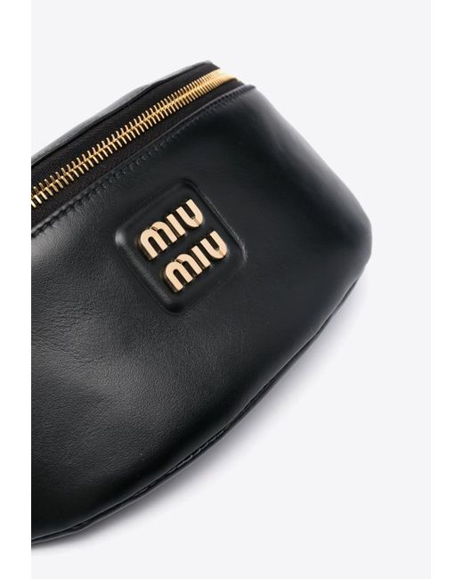 Miu Miu White Logo Patch Leather Belt Bag