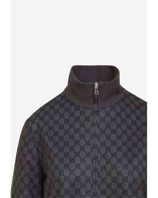 Gucci Gray All-Over Logo Zip-Up Sweatshirt