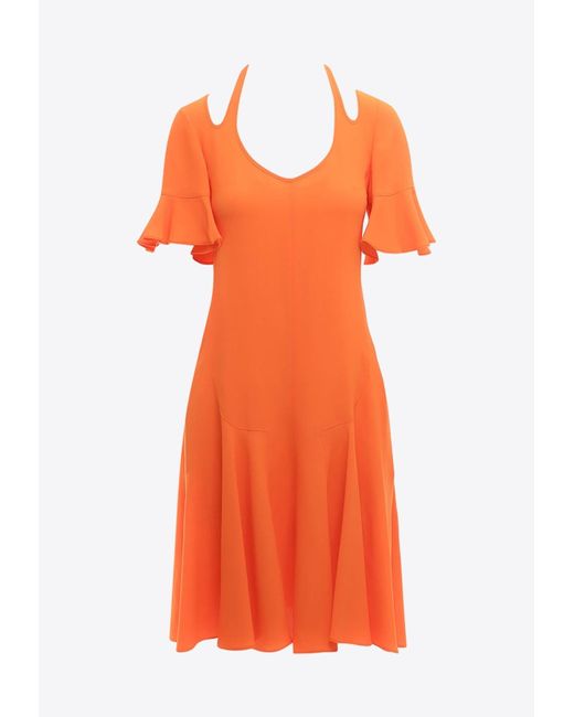 Stella McCartney Orange Halterneck Flared Dress