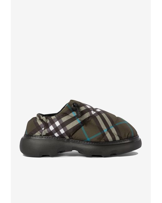 Burberry Green Pillow Check Motif Slippers for men