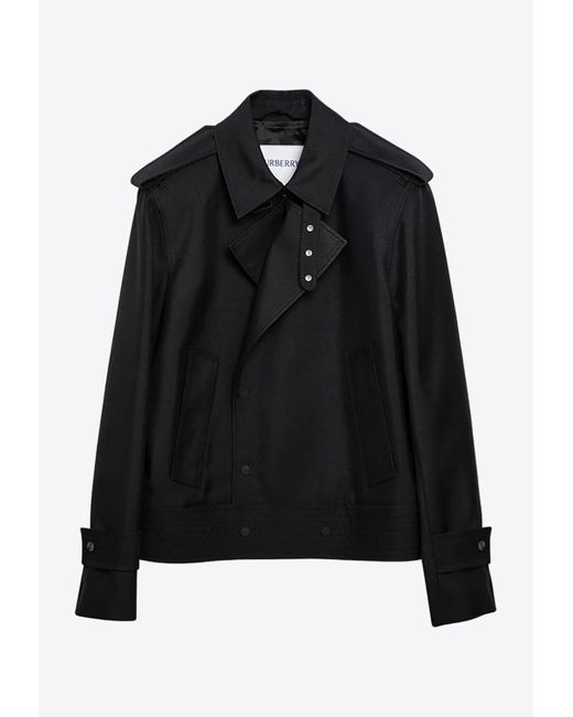 Burberry Black Silk Blend Trench Jacket for men