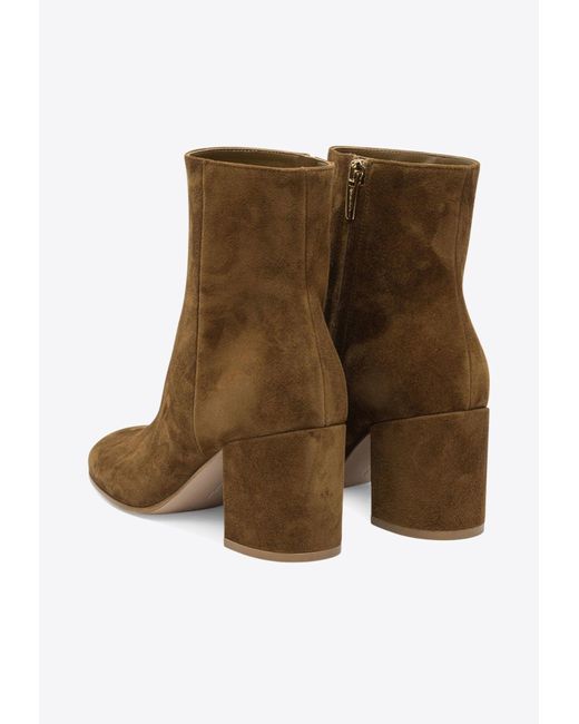 Gianvito Rossi Brown Joelle 70 Suede Ankle Boots