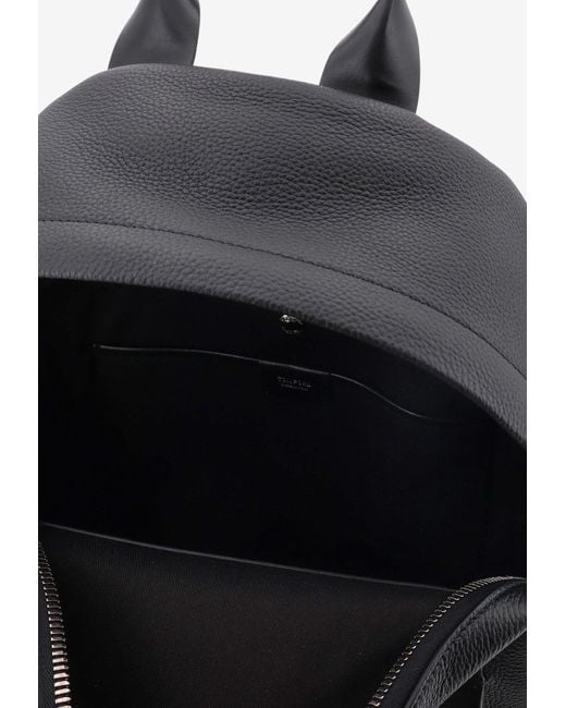 Tom Ford Black Grained Leather Backpack for men