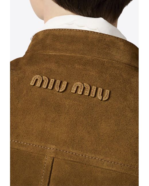 Miu Miu Yellow Suede Zip-Up Jacket