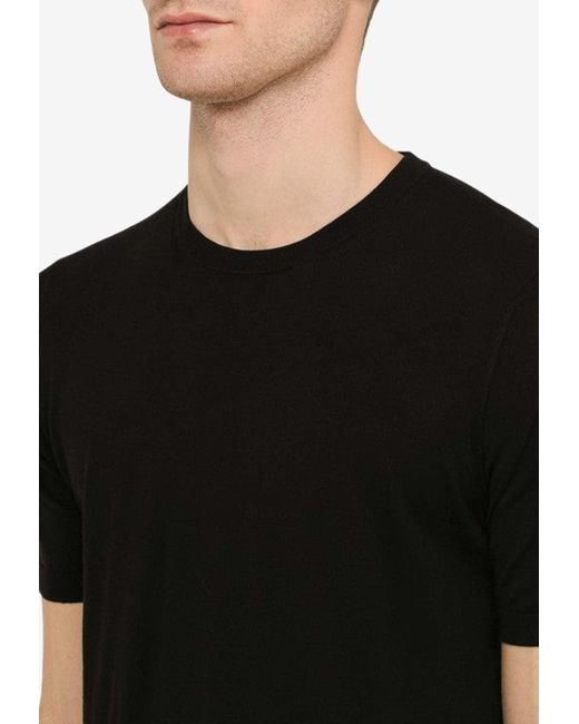 Drumohr Black Basic Crewneck T-Shirt for men