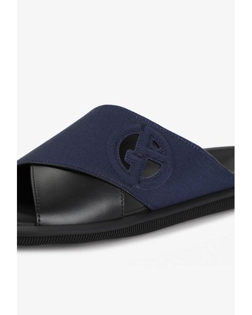 Giorgio Armani Logo Cross Sandals in Black for Men | Lyst