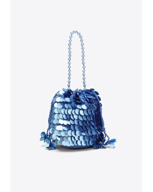 Vanina Blue Mini Crochet Paillettes Shoulder Bag