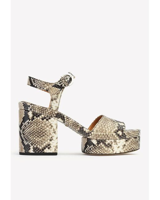 Chloé Natural Odina 100 Python-Effect Goatskin Sandals