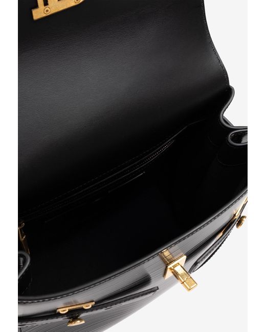 Balmain Black B-Buzz 23 Leather Top Handle Bag