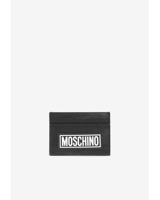 Moschino White Logo Leather Cardholder for men