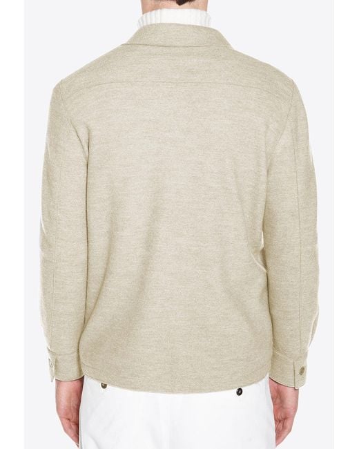 Eleventy Natural Wool Knitted Overshirt Jacket for men