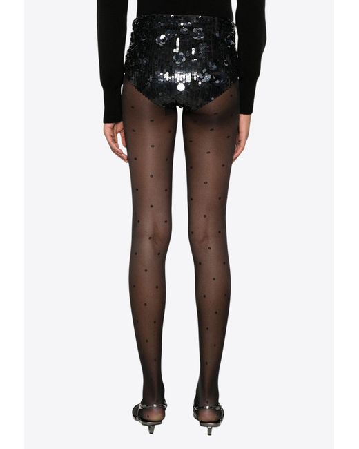 P.A.R.O.S.H. Black Glow Sequined Mini Shorts