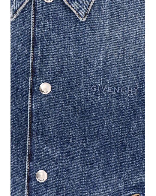 Givenchy Blue Logo Embroidered Denim Vest for men