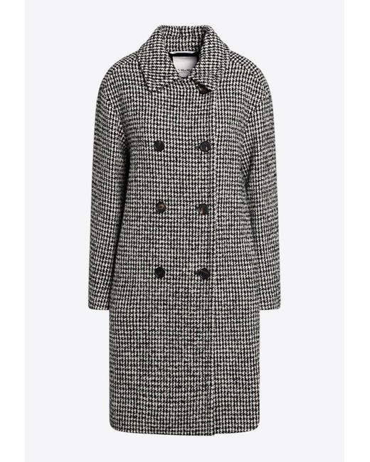 Max Mara Gray Alessia Houndstooth Double-Breasted Coat
