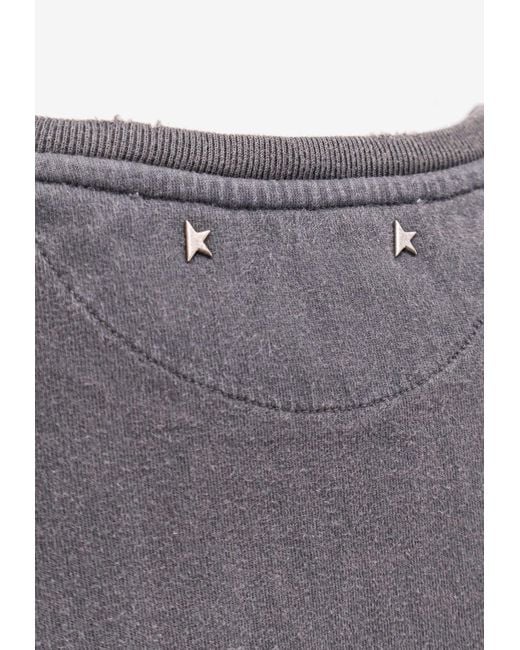 Golden Goose Deluxe Brand Gray Perforated Logo Distressed T-Shirt
