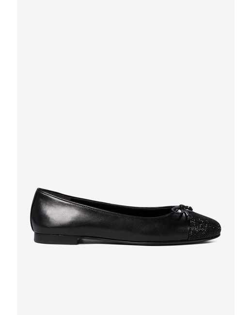 Tory Burch White Cap-Toe Paved Ballet Flats