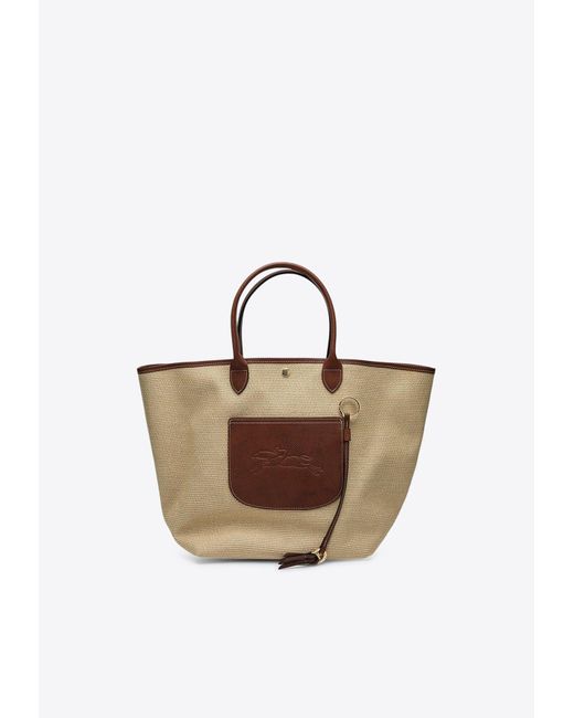 Longchamp Brown Large Le Pliage Basket Tote Bag
