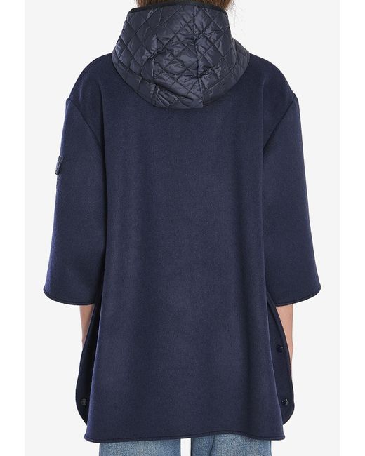 Moncler Blue Logo Patch Zip-Up Cape