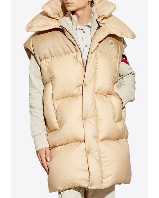 Moncler Natural Verone Zip-Up Long Down Jacket for men