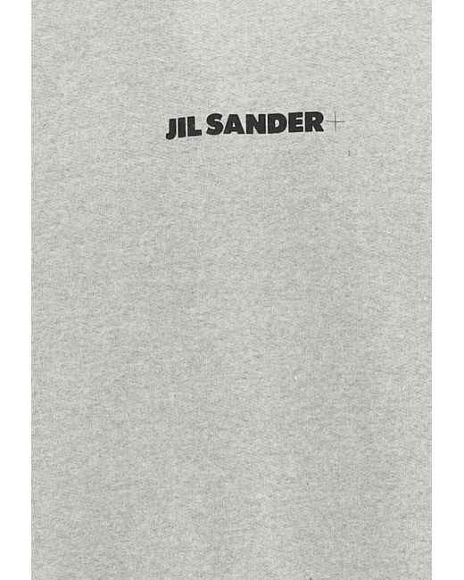 Jil Sander White Logo Embroidered Crewneck Sweatshirt for men