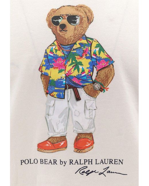 Polo Ralph Lauren White Polo Bear Print Crewneck T-Shirt for men