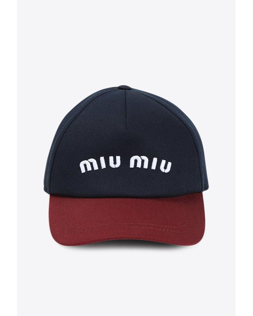 Miu Miu Blue Logo Embroidered Cap