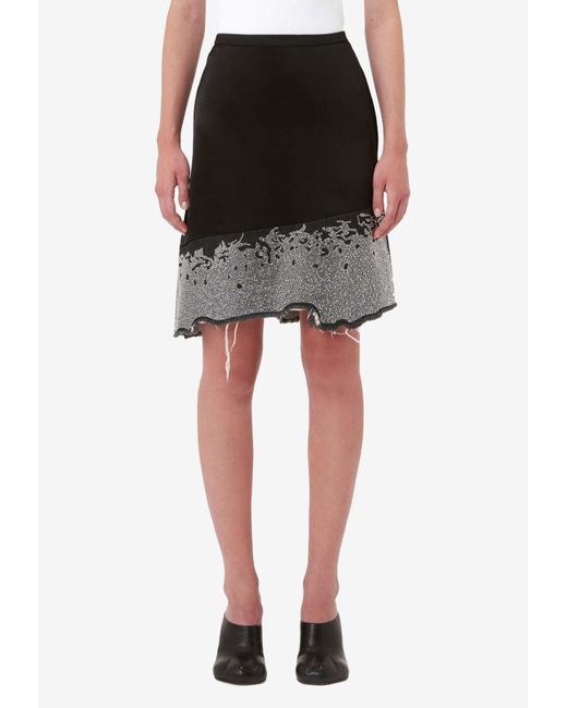 J.W. Anderson Black Distressed Crystal-Embellished Skirt