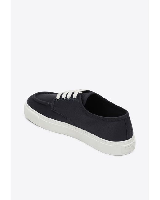Prada White Canvas Lace-Up Sneakers for men