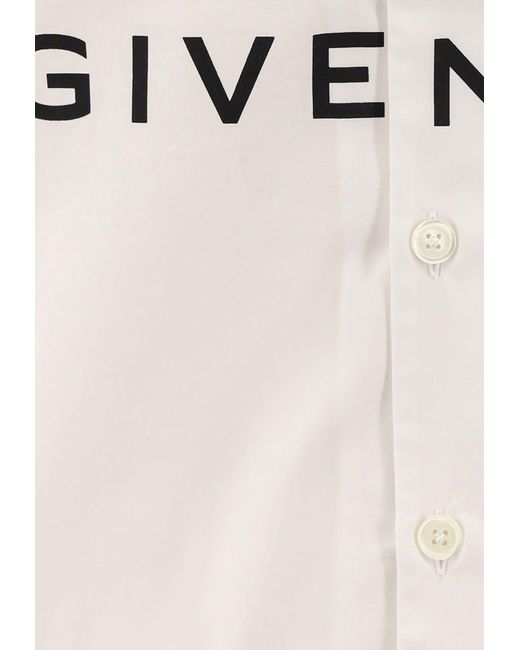 Givenchy White Logo-Print Short-Sleeved Shirt for men