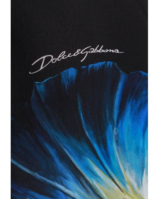 Dolce & Gabbana Blue Floral Print Silk Shirt