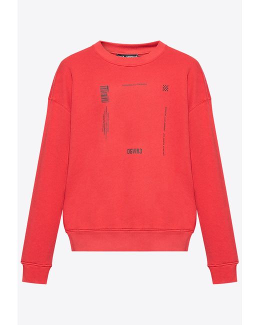 Dolce & Gabbana Red Dgvib3 Print Crewneck Sweatshirt for men