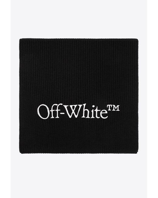 Off-White c/o Virgil Abloh Black Logo Embroidered Knitted Scarf for men