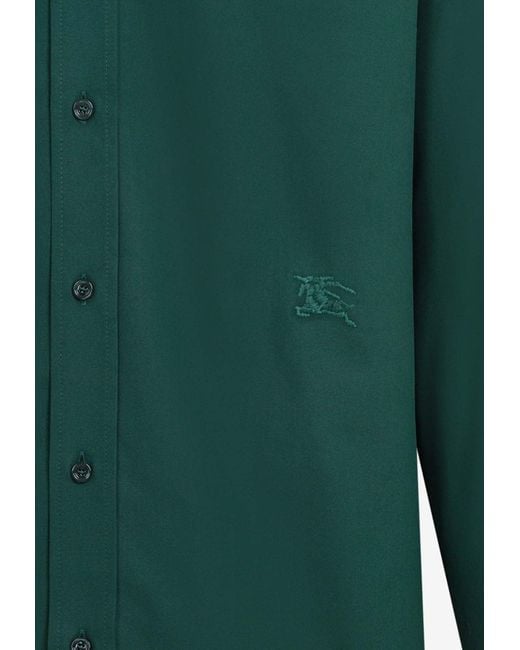 Burberry Green Button-Down Long-Sleeved Shirt for men