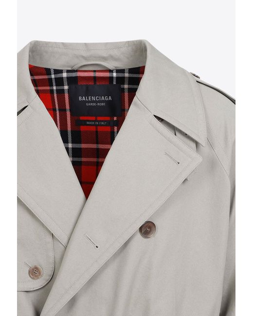 Balenciaga Gray Double-Breasted Trench Jacket From The Garde-Robe Collection