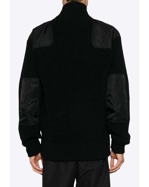 Prada Black Enamel-Triangle Zip-Up Jacket for men