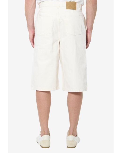 AMI White Logo Patch Loose Bermuda Shorts for men