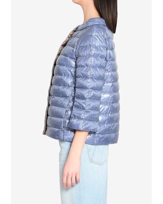 Herno Blue Reversible Short Down Jacket