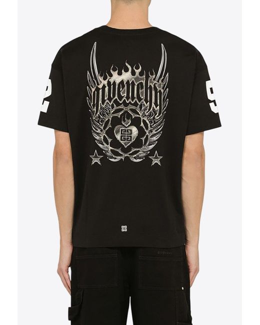 Givenchy Black Graphic-Print Crewneck T-Shirt for men