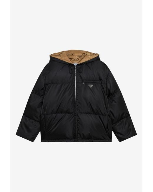 Prada Black Zip-Up Puffer Jacket