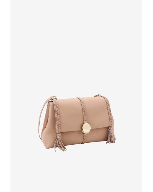 Chloé White Medium Penelope Grained Leather Top Handle Bag
