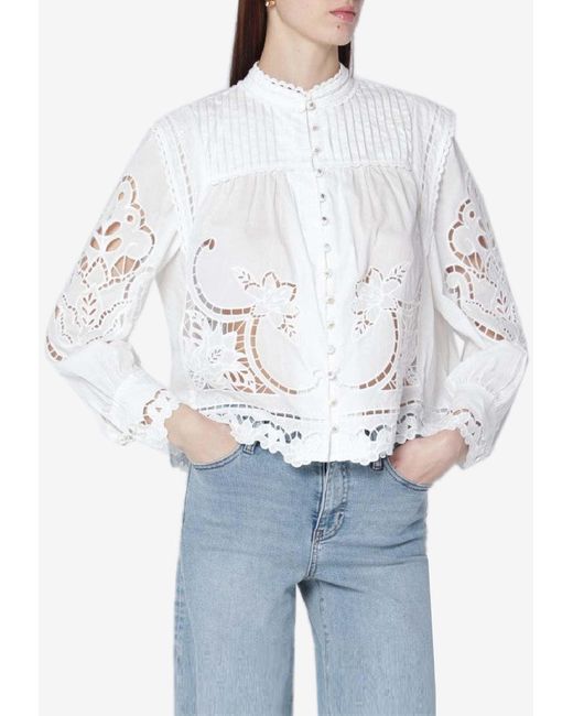 Farm Rio White Richelieu Broderie Anglaise Blouse