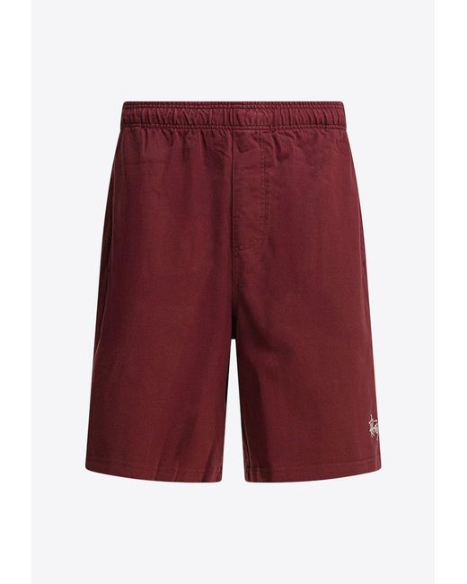 Stussy Red Logo Print Track Shorts for men