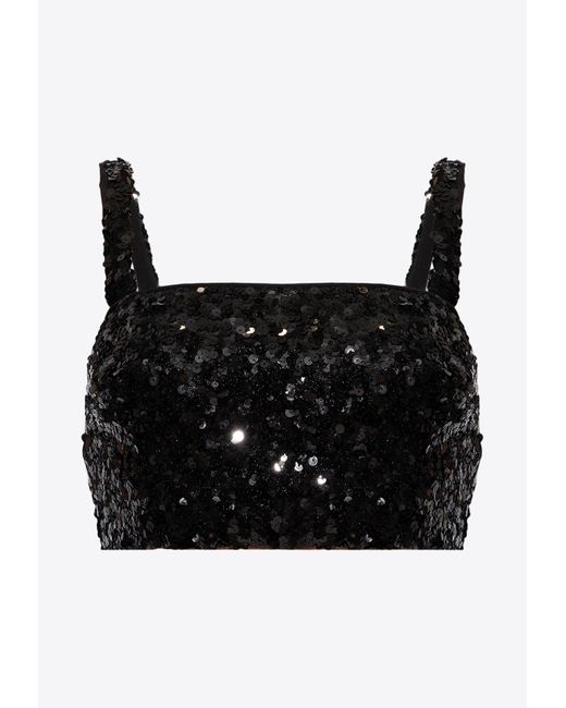 Dolce & Gabbana Black Sequin Embellished Cropped Top