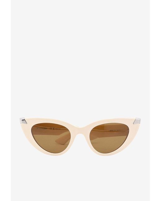 Alexander McQueen White Punk Rivet Cat-Eye Sunglasses