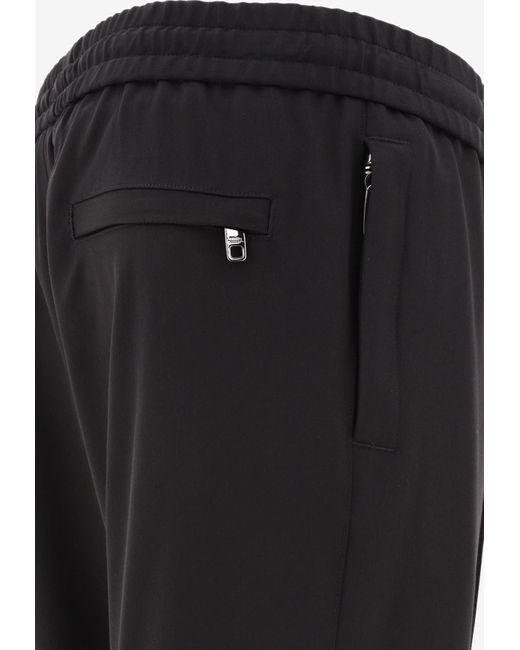 Dolce & Gabbana Black Wool Drawstring Track Pants for men