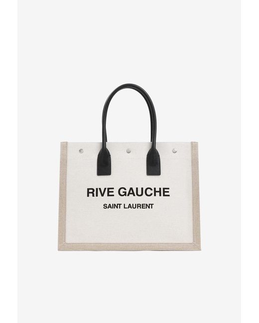 Saint Laurent Rive Gauche Canvas Tote Bag in Beige (Natural) | Lyst