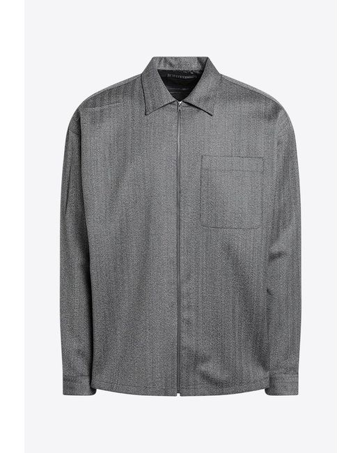 Prada Gray Wool Zip-Up Overshirt for men